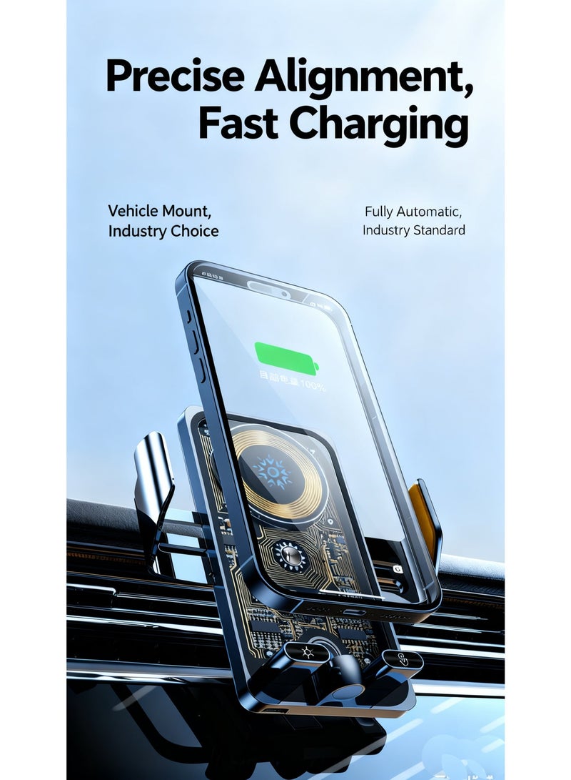 All-in-One 15W Auto Car Mount - Fast Wireless Charging, Smart Anti-Shake, 360° Adjustable, Universal Fit - Image 2