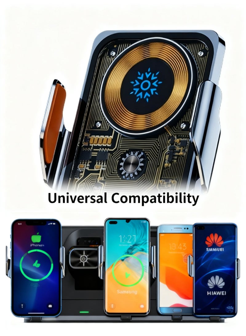 All-in-One 15W Auto Car Mount - Fast Wireless Charging, Smart Anti-Shake, 360° Adjustable, Universal Fit - Image 1