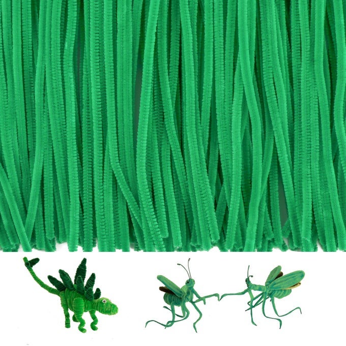 200 PIECES GREEN PIPE CLEANERS CRAFT CHENILLE STEMS FOR KIDS DIY ART CRAFT PROJECTS CHRISTMAS DECORATIONS6 MM X 12 INCH