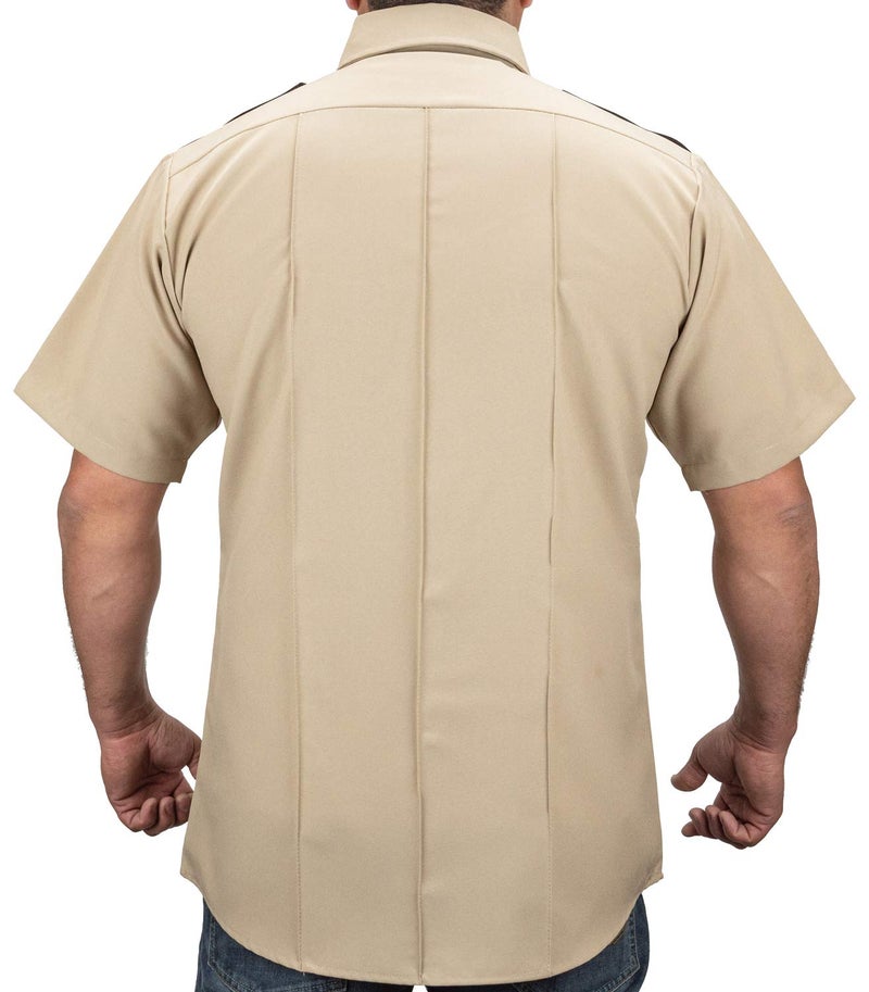 First Class 100% Polyester Two Tone Men's Uniform Shirt (US, Alpha, Large, Regular, Regular, Tan & Brown) - Image 3
