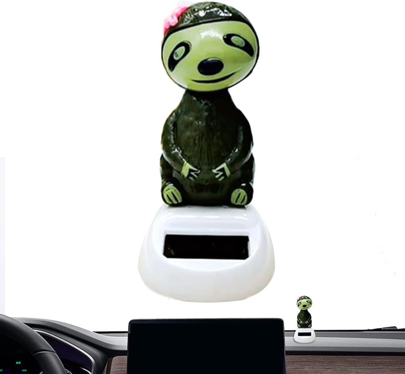 Solar Powered Car Shaking Little Sloth Baby Statue Cute Funny Weather Resistant Dash Decor - Image 1