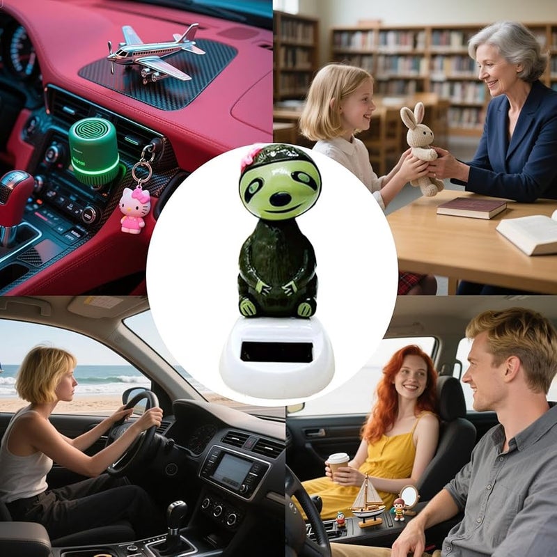 Solar Powered Car Shaking Little Sloth Baby Statue Cute Funny Weather Resistant Dash Decor - Image 4