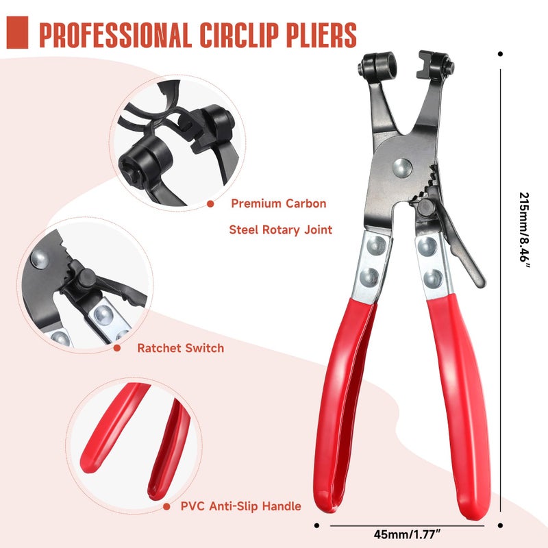 AKIHISA 75Pcs 19-38mm Spring Band Hose Clamp Assortment Kit with Hose Clamp Pliers, 13 Sizes Spring Hose Clip Fuel Line Silicone Vacuum Hose Pipe Clamp, Air Hose Tube Water Pipe Fasteners - Image 2