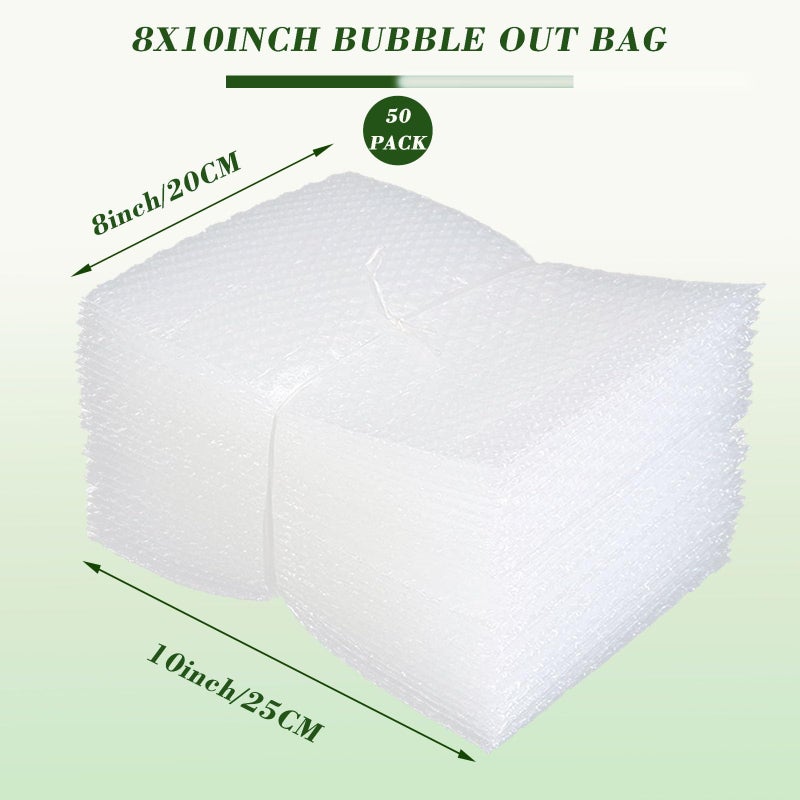 High-PQ 50 Pcs Bubble Pouch Wraps  8''X10'' Clear Bubble Out Bags For Packing  Double Walled Cushioning Bags For Shipping  Storage And Moving - Image 2