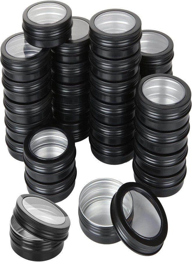 DAJAVE 30 Pack Tin with Lids 2 Oz Salve Tins, 2 Oz Metal Tin Container with Lids Empty Small Round Black Tins for Candy, Lip Balm, Candles - Image 1
