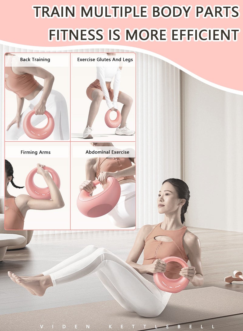 فيدين 4 كجم Kettlebell Star and Moon Kettlebell صديقة للبيئة من مادة PVC ذات هيكل ناعم Kettlebell لتشكيل الجسم وتدريبات القوة الأساسية مناسبة للمنزل والمكتب وصالة الألعاب الرياضية باللون الوردي المحترق - Image 4