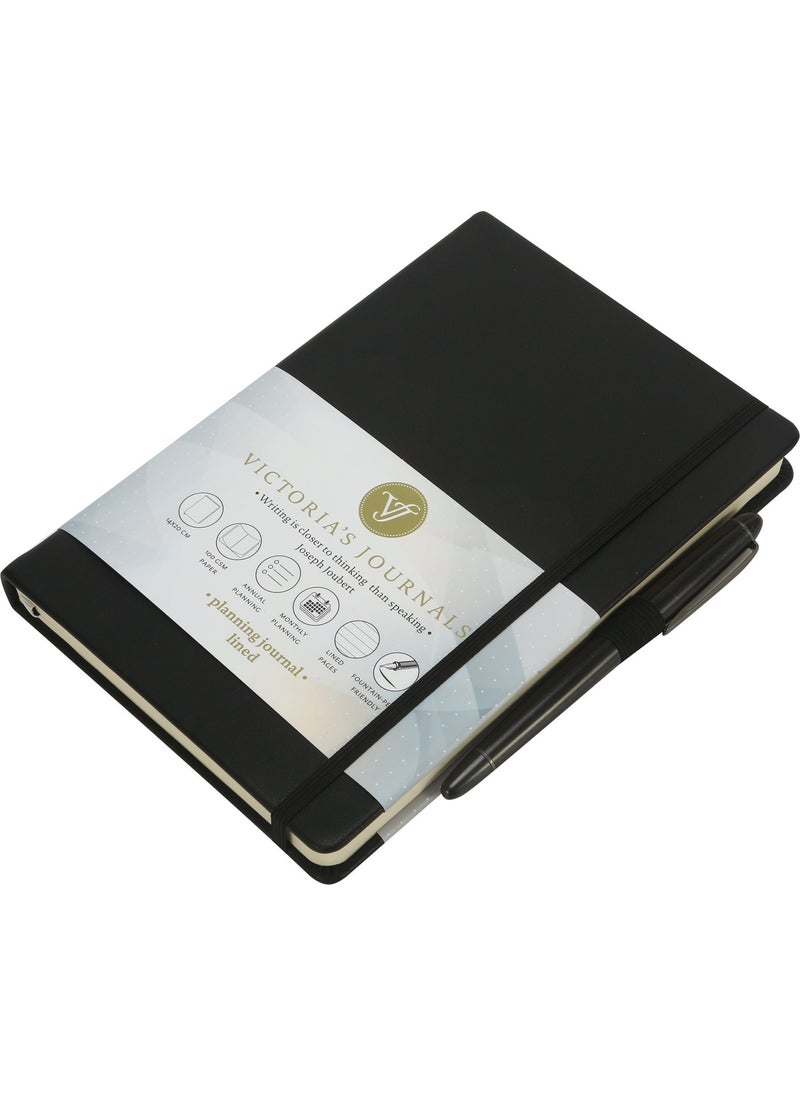 Victoria's Journals - Venzi Classic Dotted Notebook Black 14 x 20 cm - Image 1