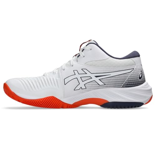 asics أحذية الكرة الطائرة ASICS للرجال Netburner Ballistic FlyteFoam Mid Top 3، 7، أبيض/ضباب إنديغو - Image 4