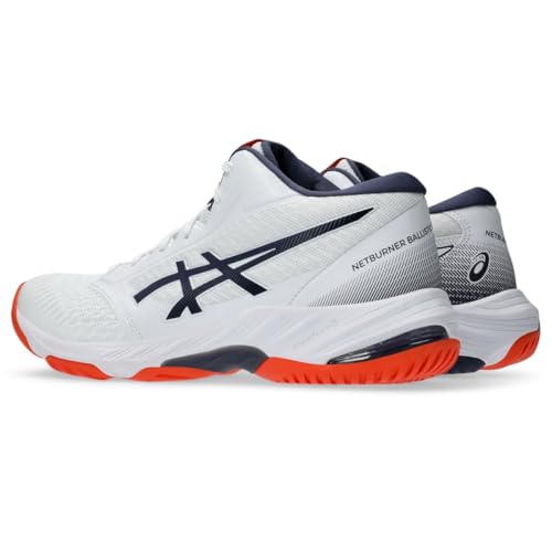 asics أحذية الكرة الطائرة ASICS للرجال Netburner Ballistic FlyteFoam Mid Top 3، 7، أبيض/ضباب إنديغو - Image 3