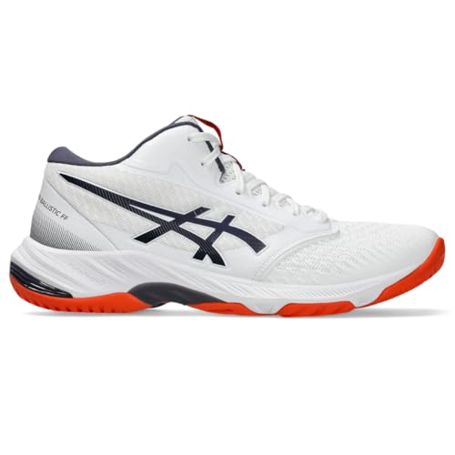 asics أحذية الكرة الطائرة ASICS للرجال Netburner Ballistic FlyteFoam Mid Top 3، 7، أبيض/ضباب إنديغو - Image 1