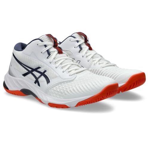 asics أحذية الكرة الطائرة ASICS للرجال Netburner Ballistic FlyteFoam Mid Top 3، 7، أبيض/ضباب إنديغو - Image 2