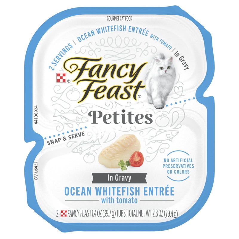 Fancy Feast Purina Fancy Feast Petites Ocean Whitefish Entree With Tomato in Gravy Gourmet Wet Cat Food - (Pack of 12) 2.8 oz. Tubs - Image 1