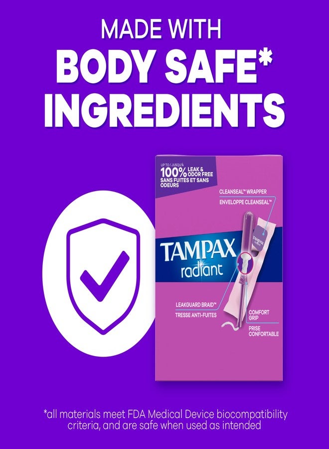Tampax Radiant Tampons, Super Plus Absorbency, with Leakguard Braid, Unscented, 14 Count - Image 5