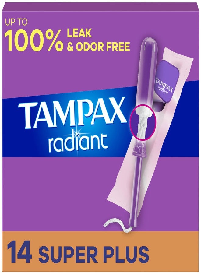 Tampax Radiant Tampons, Super Plus Absorbency, with Leakguard Braid, Unscented, 14 Count - Image 1
