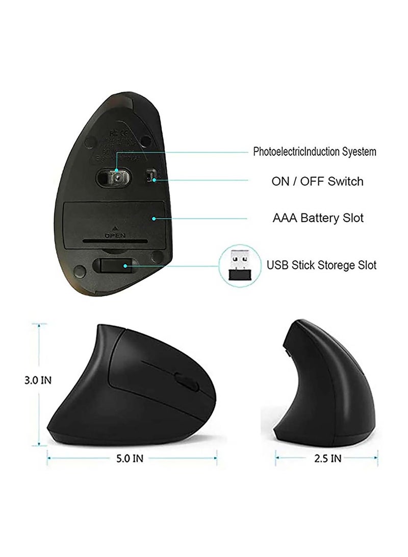 SYOSI Ergonomic Wireless Mouse, Vertical Gaming Mouse -Ergonomic design - Prevention of mouse arm -Tennis elbow, 3 Adjustable DPI 3200/ 1600/ 1200 Levels for Laptop, PC, Desktop  - Image 3