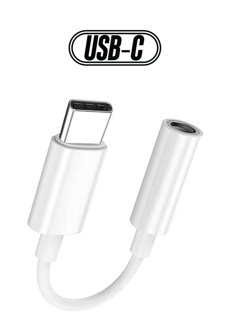 Generic - Type C to 3.5mm Headphone Jack Adapter – White, High-Quality Audio Conversion - Image 1