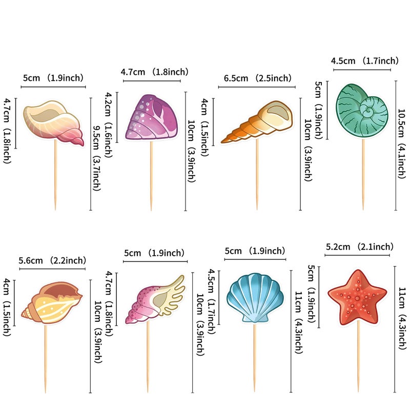 Ercadio 24Pcs Conch Cupcake Toppers Under the Conch Series Combination Cupcake Picks Various Colored Conch Cupcake Decorations for Under the Sea Theme Baby Shower Birthday Party Supplies Conch - Image 2