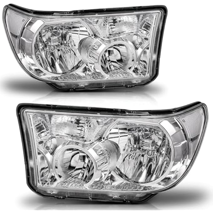 M-AUTO Chrome Headlights Assembly Compatible With Compatible With 2007 2008 2009 2010 2011 2012 2013 Toyota Tundra  08 09 10 11 12 13 14 15 16 17 Sequoia LeftRight HeadlampsCorner Lights - Image 2