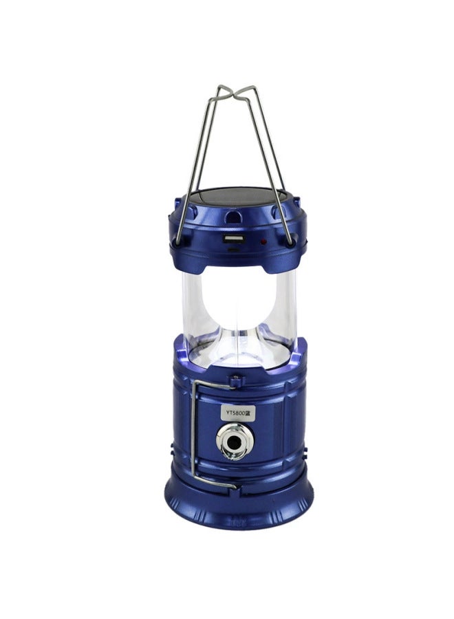 Outdoor Solar Lantern 5800 Camping Light Retro Emergency Charging LED Camping Tent Multifunctional Portable Pull-Color:Blue  - Image 1