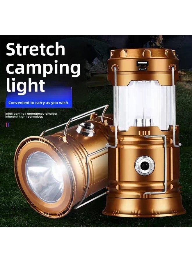 Outdoor Solar Lantern 5800 Camping Light Retro Emergency Charging LED Camping Tent Multifunctional Portable Pull-Color:Blue  - Image 3