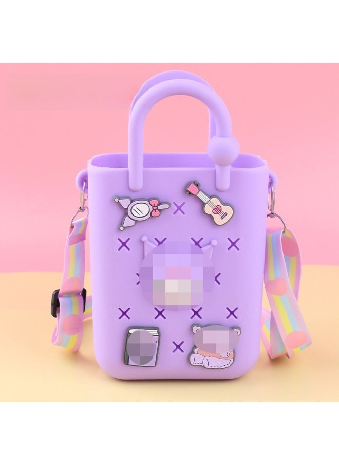 Loquat DIY Hole Bag Cute Accessories Summer Beach Vacation Handbag Colorful Hole Bag DIY Beach Bag Jelly Bag-Colors:12  - Image 1