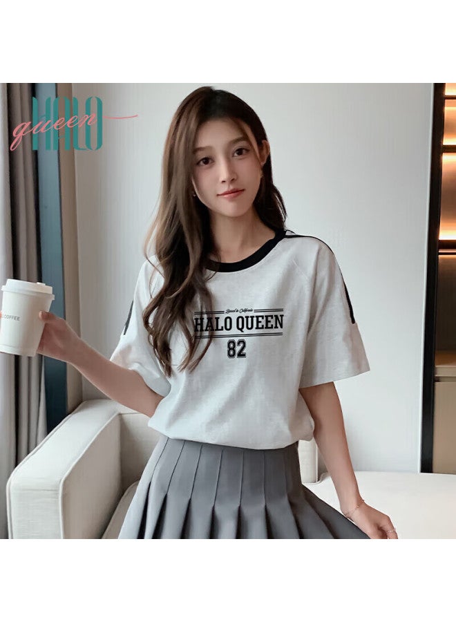 HALOQUEEN Halo Queen Women's Vintage Short Sleeve T-shirt Summer Couple Sports Top H144t1723 - Image 1