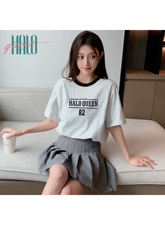 HALOQUEEN Halo Queen Women's Vintage Short Sleeve T-shirt Summer Couple Sports Top H144t1723 - Image 4