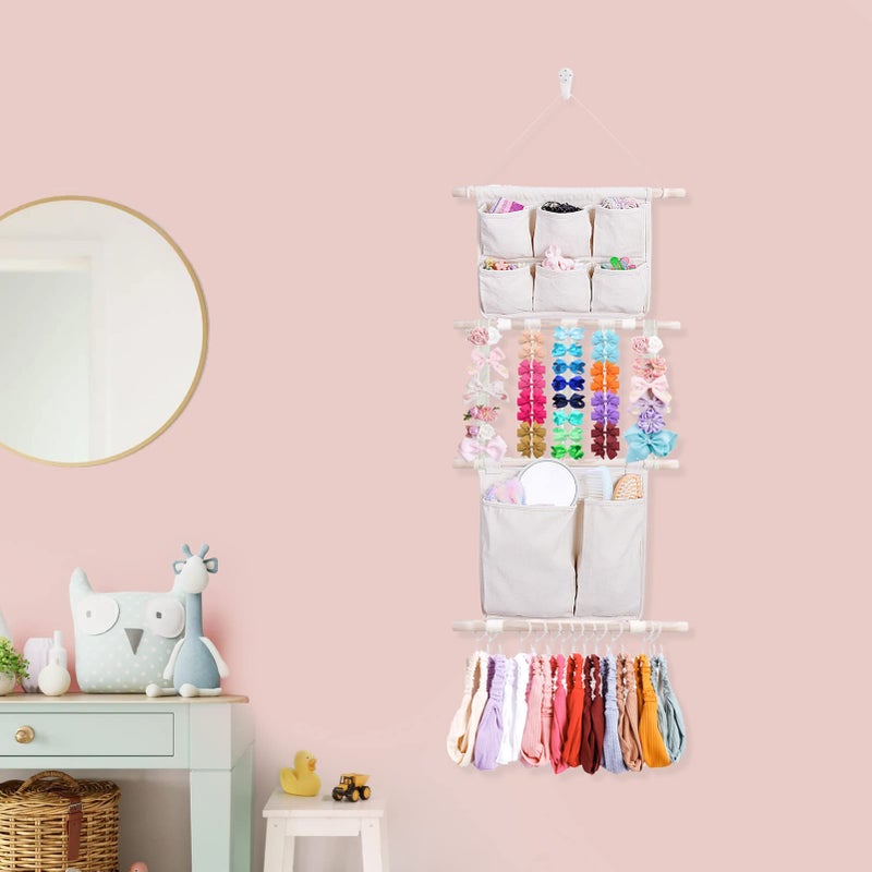 OOSAKU Headbands Holder for Girls Baby Hair Accessories Organizer Storage Wall Hanging Decor for Toddler Girls Room Wall Door Closet Hair Bows Organizer - Image 4