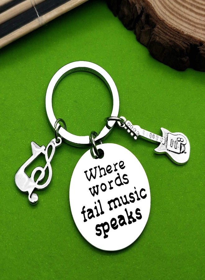 Baipilu Guitar Keychain for men When Words Fail Music Speaks KeyChain Music Lover Gift Music Teacher Gift Jewelry Gift Birthday gift for Musician Guitarist Husband Boyfriend Musical Instrument Keychain - Image 5