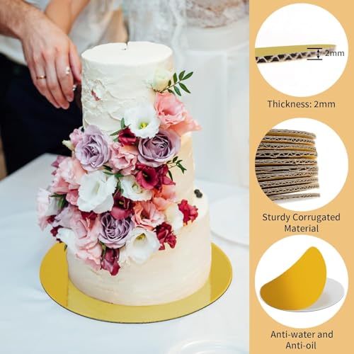 TrendyTrolley Round Cake Base Board |Mdf Cardboard Disposable Cake Pizza Circle Scalloped Mate Gold Tart Decorating Base Stand|7 inch - 6 Pc - Round - Image 4