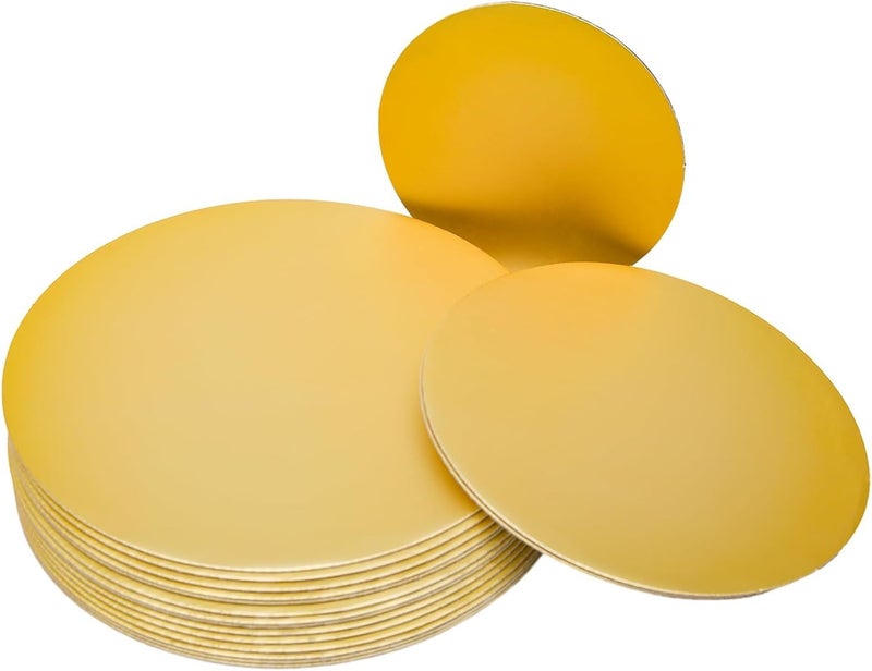 TrendyTrolley Round Cake Base Board |Mdf Cardboard Disposable Cake Pizza Circle Scalloped Mate Gold Tart Decorating Base Stand|7 inch - 6 Pc - Round - Image 1