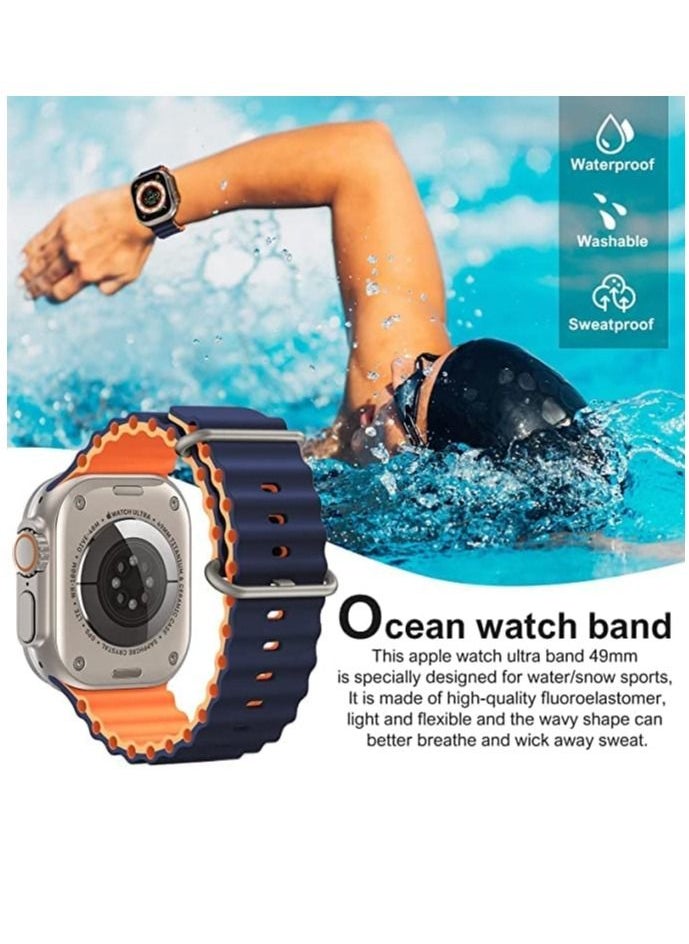Rabos - Sport New Silicone Band Compatible with Apple Watch Ultra Ocean 42/44/45/49mm Strap for iWatch Series Ultra 8 7 6 5 SE - Image 1