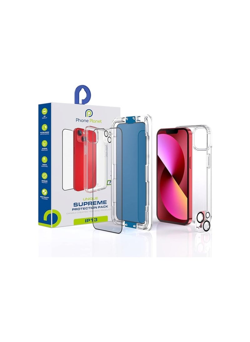 Phone Planet 3 in 1 Transparent iPhone 13 Case with HD Screen Protector and Camera Lens Protector TPU Shock Resistant Mobile Cover - Image 1