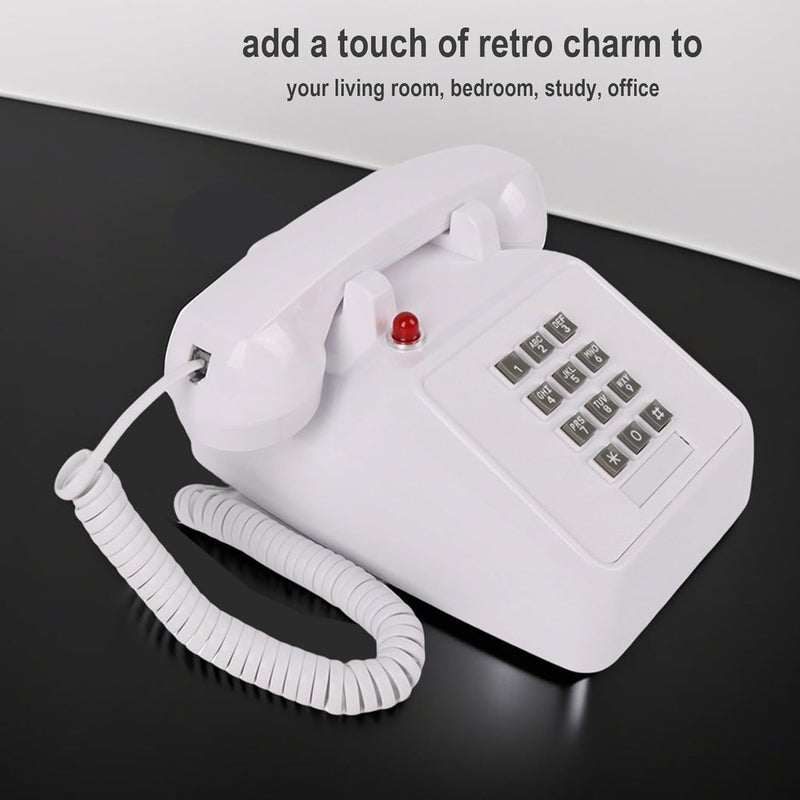 TelPal Vintage Telephone - Retro Landline Phone with Working Push Dial, Classic Corded Desk Phone for Home & Office Decor, Old Fashioned Big Button Phone for Seniors with Loud Ringer - Image 3