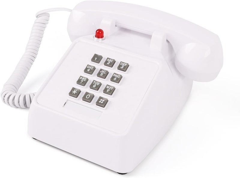 TelPal Vintage Telephone - Retro Landline Phone with Working Push Dial, Classic Corded Desk Phone for Home & Office Decor, Old Fashioned Big Button Phone for Seniors with Loud Ringer - Image 1
