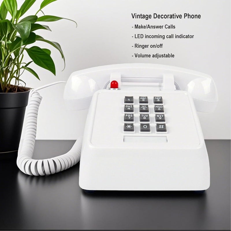 TelPal Vintage Telephone - Retro Landline Phone with Working Push Dial, Classic Corded Desk Phone for Home & Office Decor, Old Fashioned Big Button Phone for Seniors with Loud Ringer - Image 2