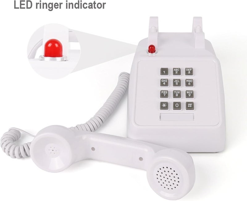 TelPal Vintage Telephone - Retro Landline Phone with Working Push Dial, Classic Corded Desk Phone for Home & Office Decor, Old Fashioned Big Button Phone for Seniors with Loud Ringer - Image 5