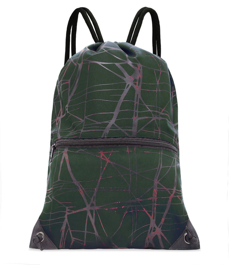 HOLYLUCK Drawstring Backpack Bag Sport Gym Sackpack (metallic-black) - Image 1