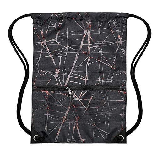 HOLYLUCK Drawstring Backpack Bag Sport Gym Sackpack (metallic-black) - Image 2