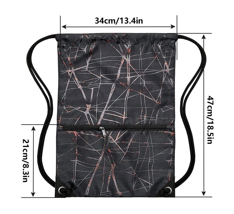 HOLYLUCK Drawstring Backpack Bag Sport Gym Sackpack (metallic-black) - Image 3