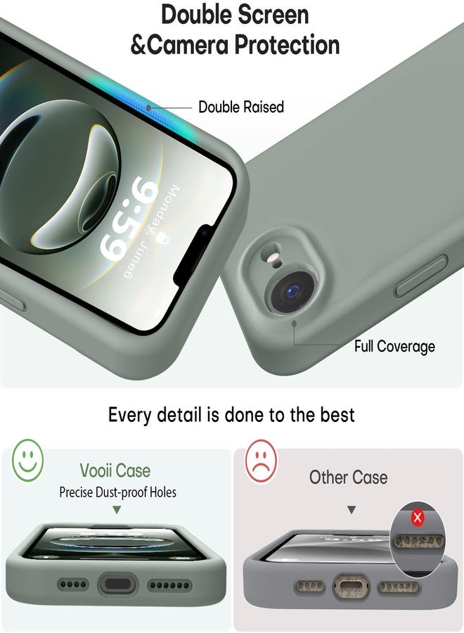 Vooii جراب Vooii متوافق مع iPhone 16e، مصنوع من السيليكون السائل المُطوّر [حماية للكاميرا] [بطانة ناعمة من الألياف الدقيقة المقاومة للخدش] جراب مقاوم للصدمات لهاتف iPhone 16e مقاس 6.1 بوصة - أخضر كالكي - Image 3