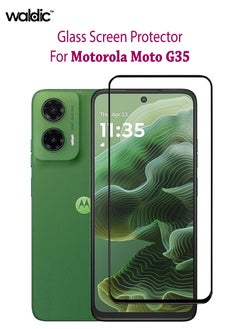 Waldic Motorola Moto G35 Screen Protector | Tempered Glass Compatible with Motorola Moto G35 | Screen Protector Full HD Quality Tempered Glass Anti-Scratch Edge to Edge Coverage with Easy Installation Kit - Black  - Image 1