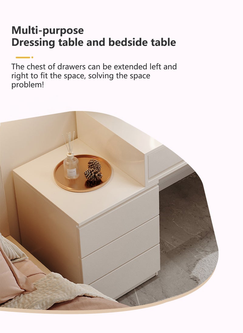 Sharpdo - Light Luxury Dressing Table and Bedside Table, 3-Layer Retractable Bedside Table With LED Makeup Mirror (Without Dressing Chair) - Image 1