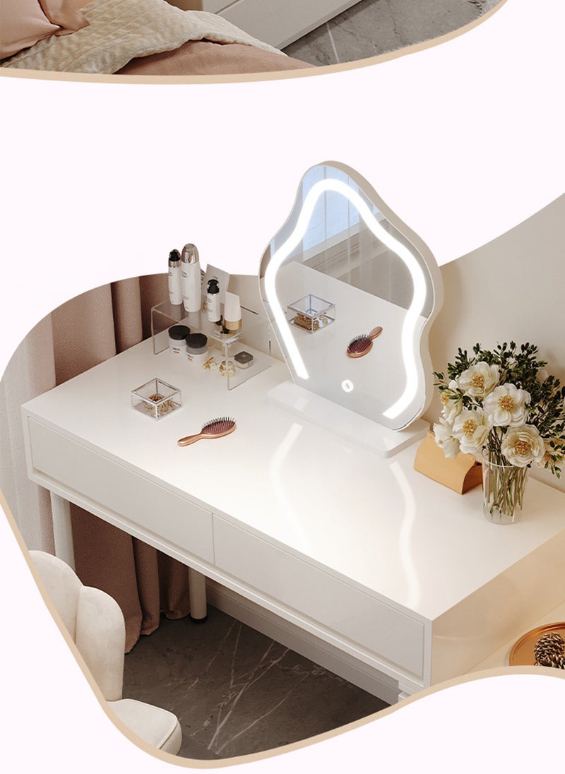 Sharpdo - Light Luxury Dressing Table and Bedside Table, 3-Layer Retractable Bedside Table With LED Makeup Mirror (Without Dressing Chair) - Image 1