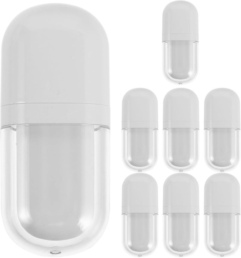 8pcs Lip Gloss Tubes Empty - Plastic Small Refillable Makeup Tube with Wand for Home and Travel Use - 3ml Oval Lip Balm Container Bottles White - Image 1