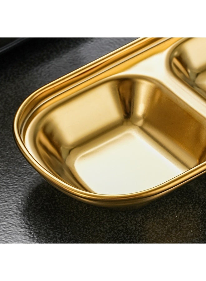 Stainless Steel Sauce Dish Divided Seasoning Sauces Dip Bowl Soy Sauce Dish 3 Compartment Sauce Plate Seasoning Dipping Condiment Tray for BBQ Vinegar Spice Salt Sugar Flavor Home Restaurant - Image 5