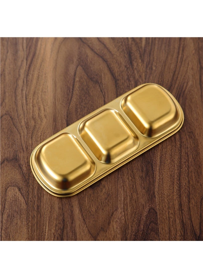 Stainless Steel Sauce Dish Divided Seasoning Sauces Dip Bowl Soy Sauce Dish 3 Compartment Sauce Plate Seasoning Dipping Condiment Tray for BBQ Vinegar Spice Salt Sugar Flavor Home Restaurant - Image 4
