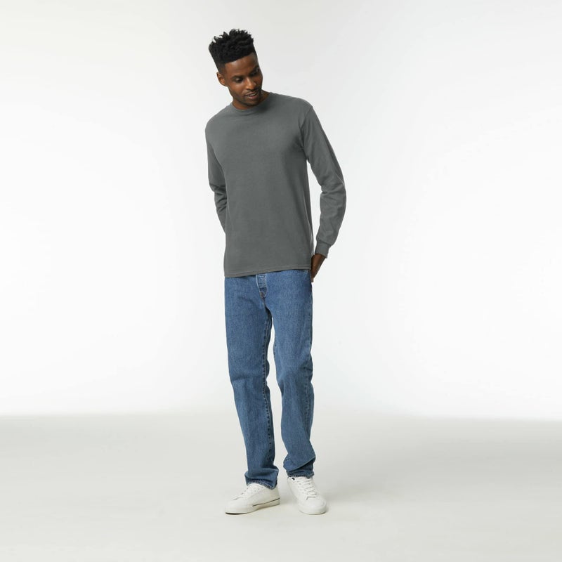 Gildan Men's Ultra Cotton Long Sleeve T-Shirt, Style G2400, Multipack, White (10-Pack), Medium - Image 3