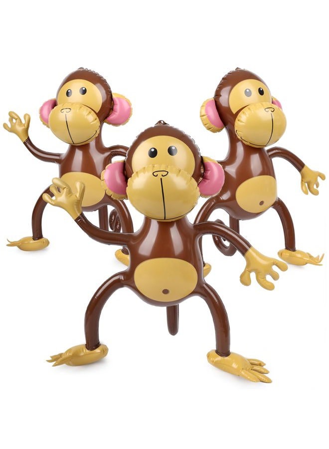 FuturePlusX 3 PCS Inflatable Monkeys, Jungle Animal Balloons Jungle Themed Birthday Party Decorations Baby Shower Party Supplies - Image 1