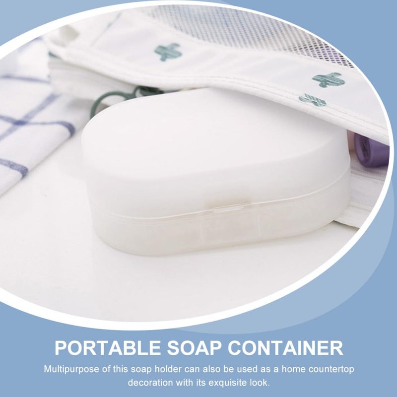 Travel Soap Container With Lid Draining Soap Dish Box 10 5x7x3 5cm With Sponge Liner - Image 4